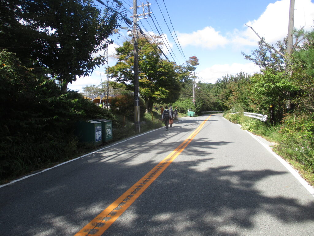 一軒茶屋の向こうに道路があって